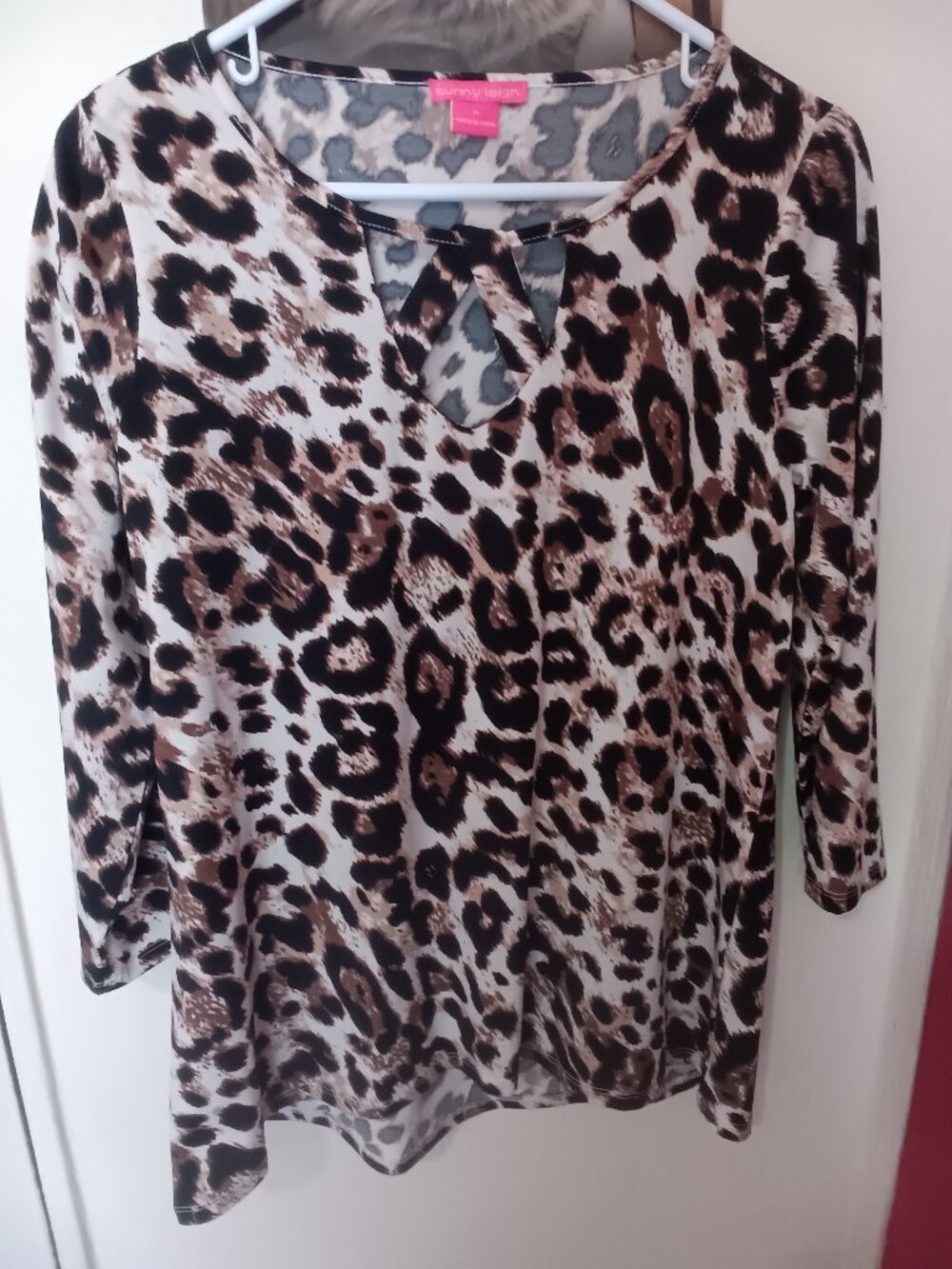 Sunny Leigh Animal Print Top. Size Medium